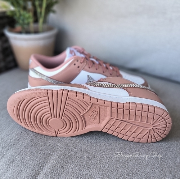 Swarovski Nike Dunk Low White Rose Womens Sneakers Shoes made with Crystals - Picture 5 of 6